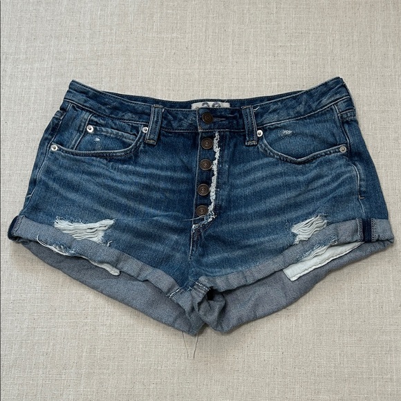 We The Free Pants - We The Free Shorts Women’s 30 Blue Distressed Button-fly Denim Hippie